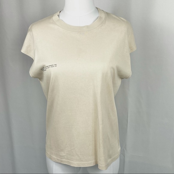 Pangaia Seaweed Fiber Cropped Sand Shoulder Tee - Picture 3 of 9